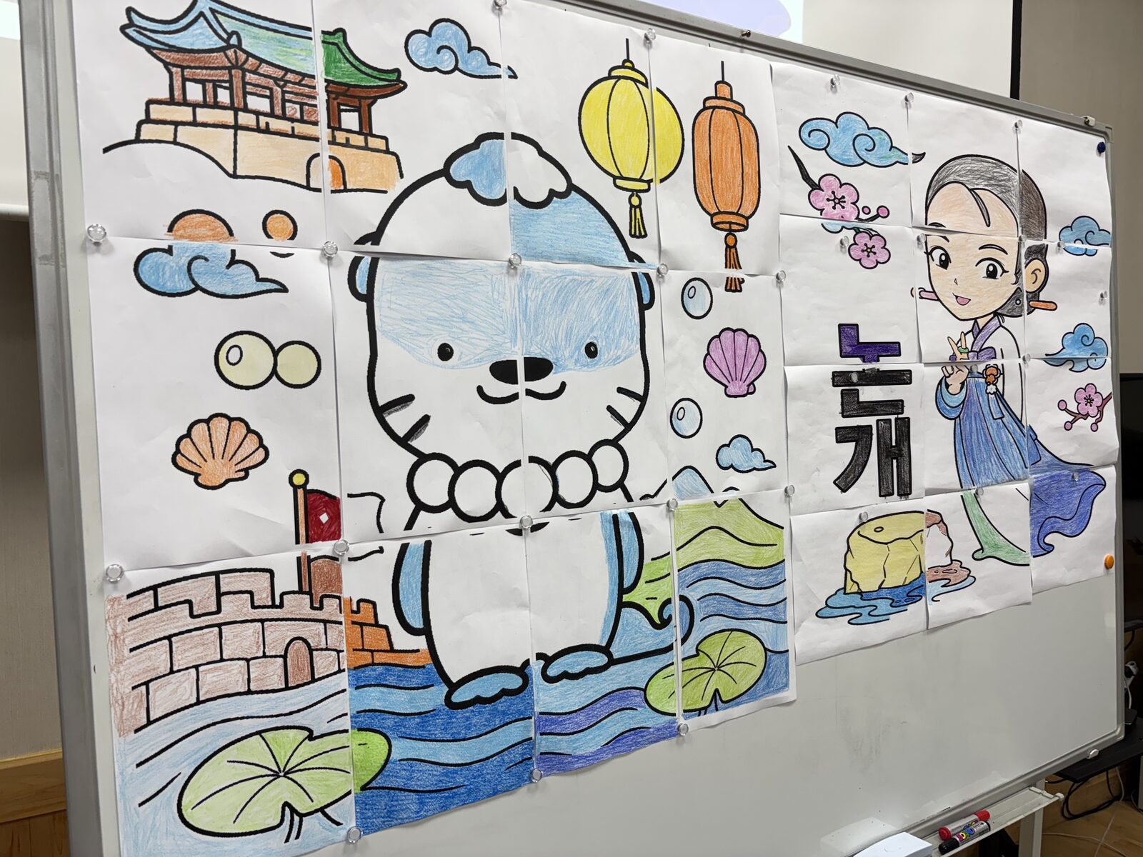 지역주민들이 함께 완성한 하모와 논개 퍼즐 작품